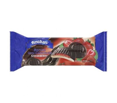 Chocolate Covered Cookies with Strawberry Filling Krakus 135g / 4.76oz